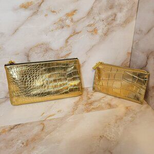Estee Lauder Gold Croc Cosmetic Bags (set of 2)
